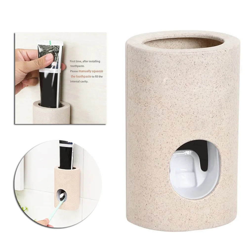 

Reusable Automatic Toothpaste Squeezer Dispenser Toothbrush Holder Clean Wheat Straw Home Garden Supplies