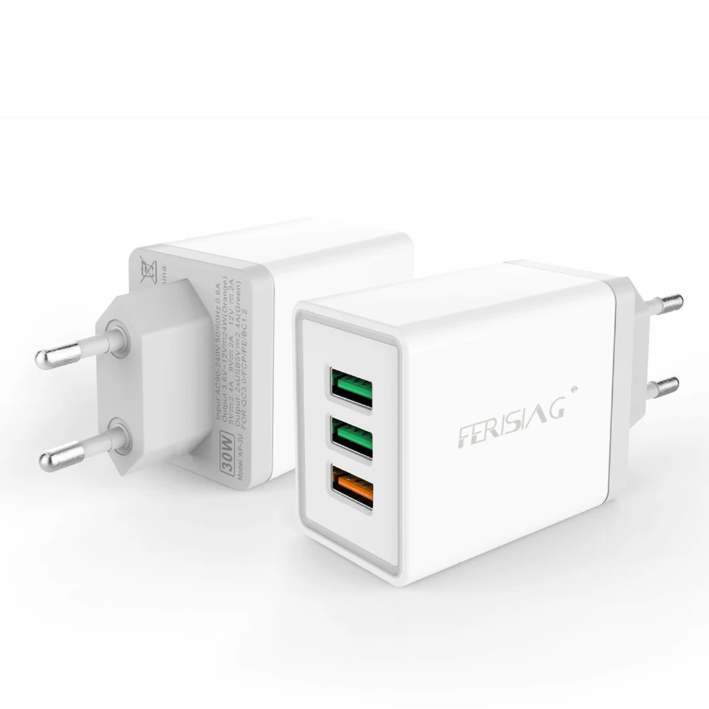 Сетевое зарядное устройство с 3 USB портами и поддержкой быстрой зарядки 30