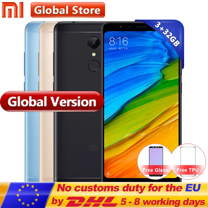 Глобальная версия Xiaomi Redmi 5 3 ГБ Оперативная память 32 Встроенная мобильного