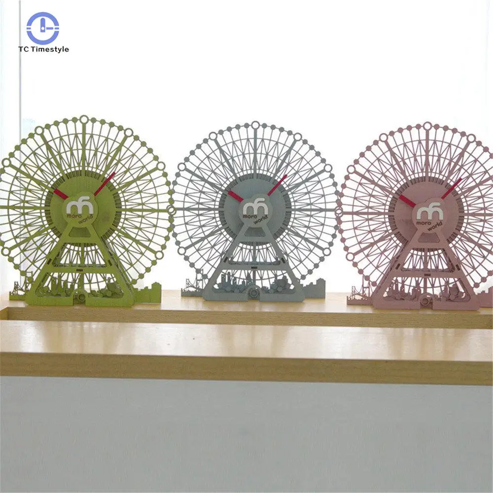 

Silently Wall Clock For Children Home Decor Cartoon Pine Wood Wall Clocks Unique Exquisite Vogue Ferris Wheel Style
