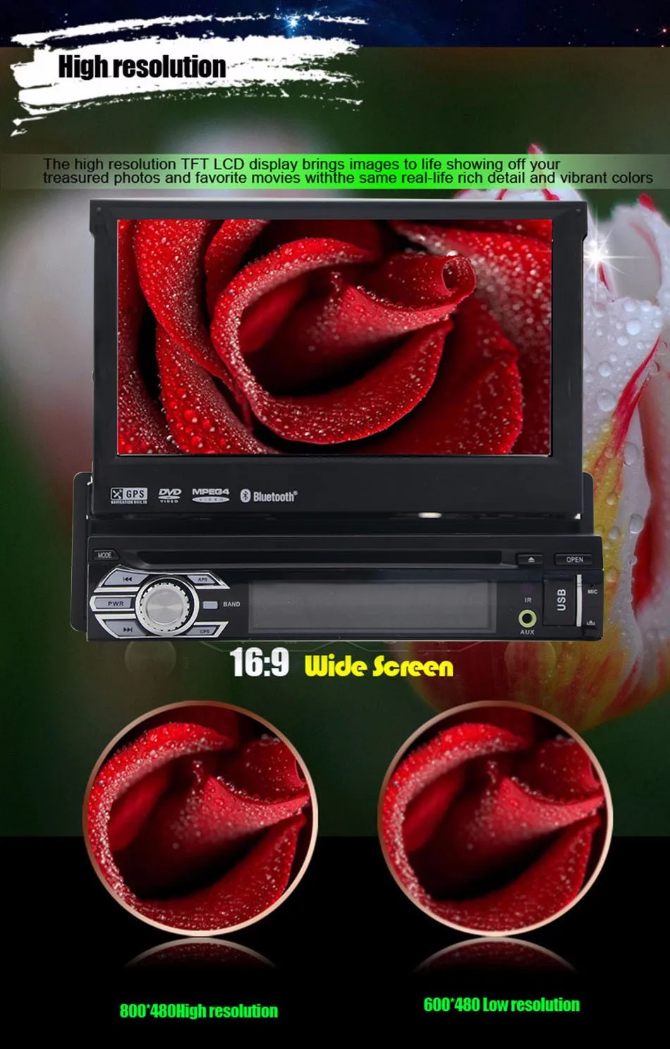 Flash Deal 7"" Detachable Car Audio DVD Player Universal 1Din car radio with GPS Navigation Stereo Car Styliny Central Multimedia Bluetooth 15