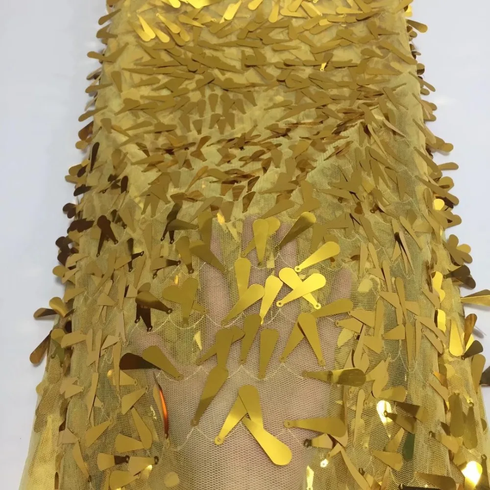 

New French tulle lace fabric with gold sequin lace fabric for party dress.5yards
