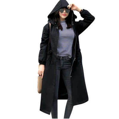 

New large size women's long loose loose large size coat waist spring and autumn coat jacket DW3