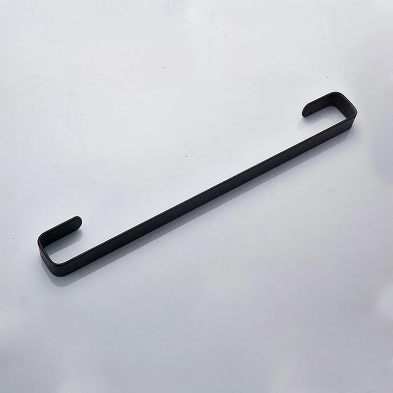 Black Single Washroom Space Aluminum Single Towel Bar Bathroom Hangers Square Towel Rack Bathroom Clothes Bath Wall ASL0002