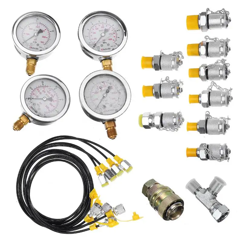  Portable Hydraulic pressure guage Excavator Hydraulic Pressure Test Kit w/ Testing Point Coupling v