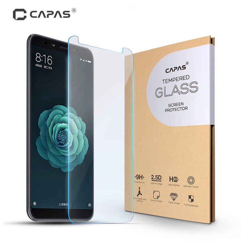 

2Pcs Mi 6X A2 Tempered Glass For Xiaomi MiA2 Mi6X Screen Protector Film LCD Protective Guard 9H Shockproof Explosion Proof CAPAS