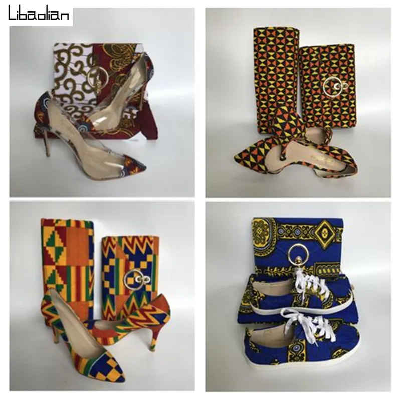

African cotton wax Print 6yards with Purse bag and soft lady shoes fashion designer ,hot selling wax fabric shoes sets 94-26