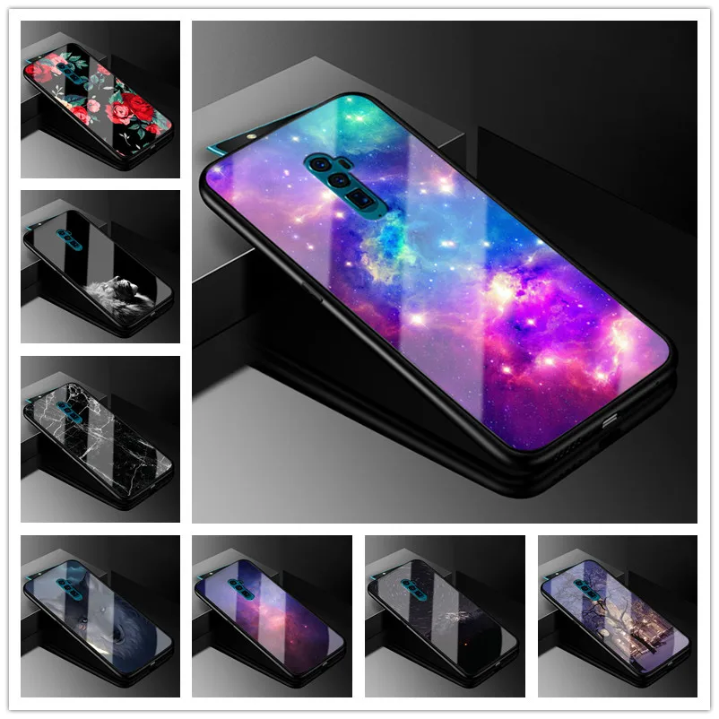 

For Oppo Reno 10x zoom Case Tempered Galss Hard Back Cover Phone Case For Oppo Reno 10x zoom Capa 10 X zoom Coque for Oppo Reno