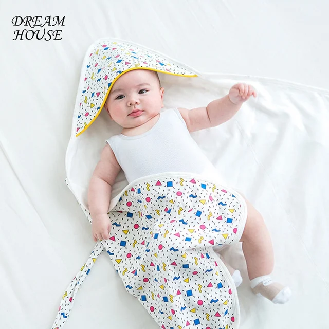 Cotton Baby Blankets Swaddle Wrap Newborn Quilts Hooded Bathing Towel