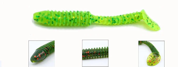 Artificial Bait 40pcs 7.5cm 3.5g Pesca Worm Swimbait Jig Head Soft Lures Shad Fly Fishing Silicon Rubber Fishing Lure Tackle (6)