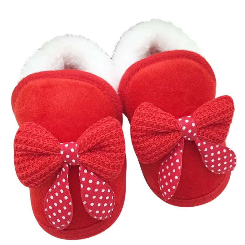 Обувь для маленьких девочек; теплые зимние ботинки для малышей на мягкой подошве - Цвет: Красный