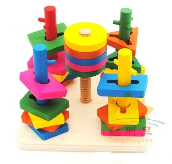 Candice Guo Wooden Toy Colorful Wood Block Game 5 Pillar Color Shape Match Game Baby Catch Learning Birthday Christmas Gift 1set Wooden Block Games Block Gamecolored Wood Blocks Aliexpress