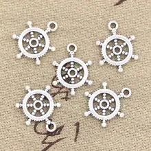 30 pçs encantos navios roda leme 20x15mm antigo bronze prata cor chapeado pingentes fazendo diy artesanal tibetano jóias