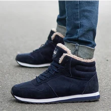 Men's winter boots suede men's winter boots warm men's boots round toe casual lace-up boots
