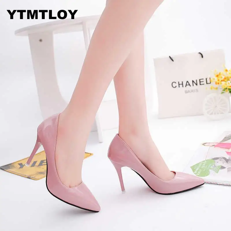 

2019 Hot Women Shoes Pointed Toe Pumps Patent Leather Dress High Heels Boat Wedding Classics Sexy Pumps 5908
