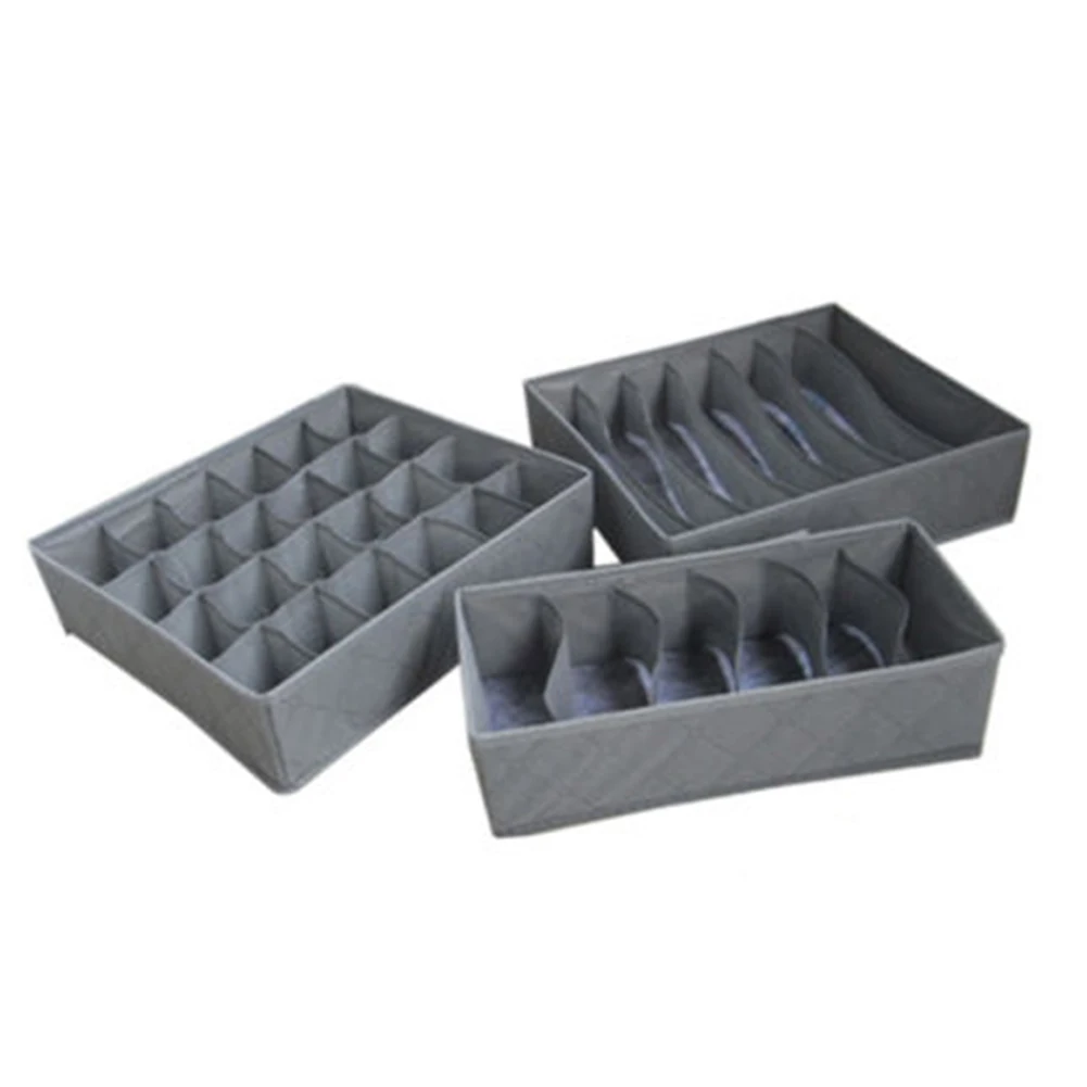 

3Pcs/Set Storage Box Sock Bra Underwear Ties Drawer Closet Drawer Organizer Storage Box Home Storage Fabric Organization Set
