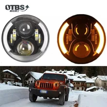 OTBS 2X 7 Inch Round LED Headlights Projection Headlight for Jeep Wrangler JK TJ LJ lada niva 4x4 suzuki samurai Hummer H1 H2 hjyueng for lada 4x4 urban niva 7 black led h4 headlight daymaker lamps headlamp for jeep wrangler jk tj lj land rover defender