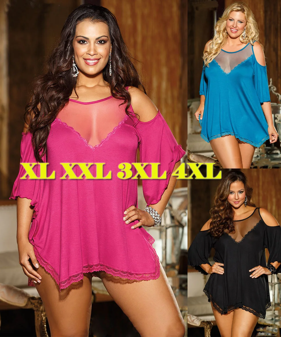

2017 Plus Size XL-4XL Babydoll Negligee Sexy Lady Nightdress Erotic Temptation Lace Sleepwear Sexy Nightwear Baby Doll Chemise