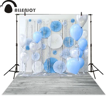 

Allenjoy photography backdrop blue balloon Origami flower wood floor photocall photographic photo studio photobooth