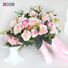 Невесты Свадебный букет ручной работы искусственные цветы для невесты, с цветочным принтом «розы» buque casamento свадебный букет