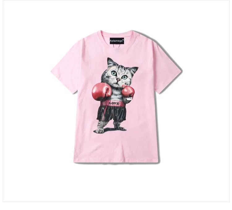 Aolamegs T Shirt Men Black Cute Cat Print Men's T-shirts Boys Cotton T Shirt Short Sleeve O-neck Casual Summer Fashion Tees (16)