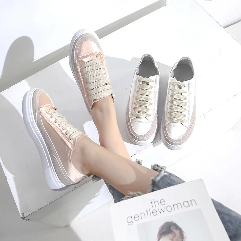 

JINBEILEE New fashion skateboard shoes ladies sports and leisure belt single shoes women's flat bottom breathable canvas shoes