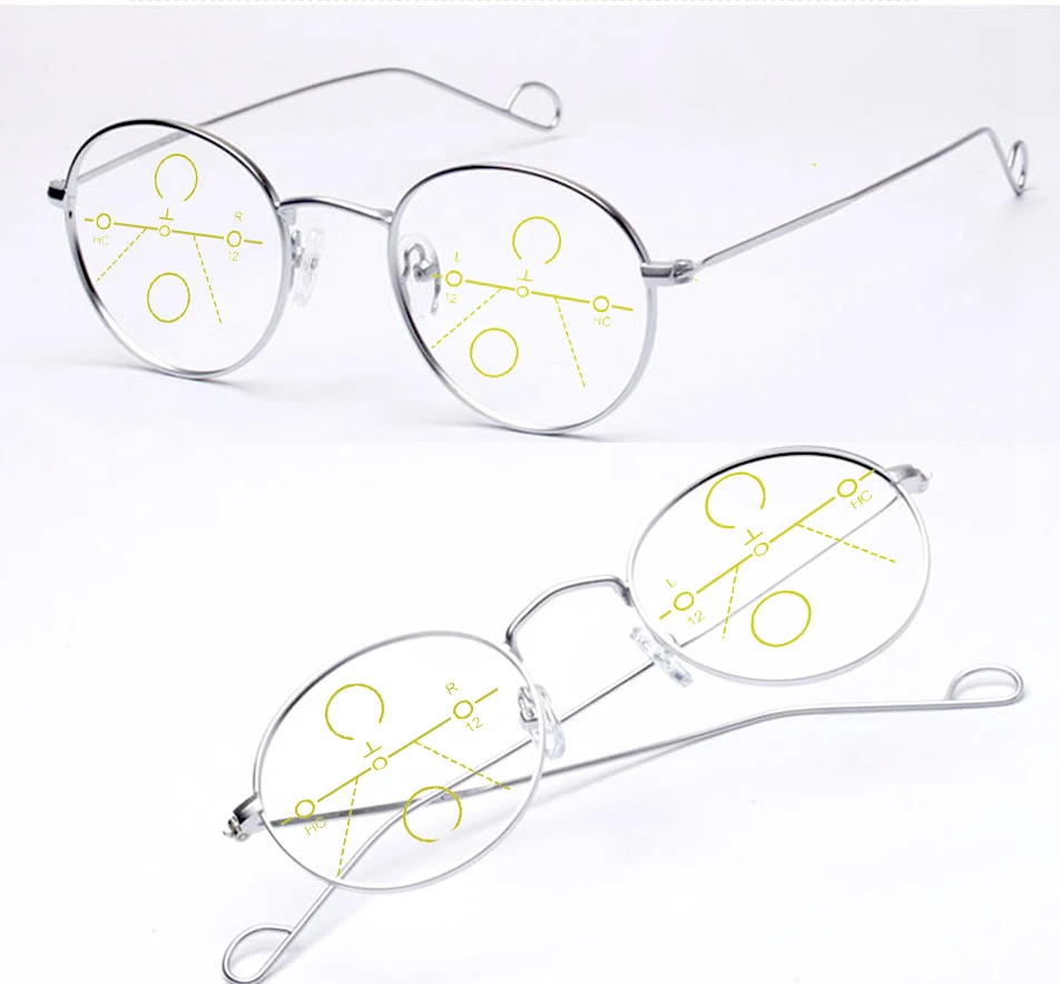 

Progressive Multifocal READING GLASSES Pure Handmade Light Retro Vintage Round Spectacles Eyeglasses Add +1 +1.5 +2 +2.5To +4
