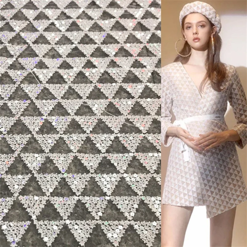 1 ярд цвета слоновой кости белые блестки тюль кружева ткань сетка Африка кружево ткань для платья костюмы слинг подушки шали и аксессуары