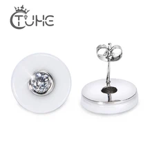 Элегантный Простой стиль Серебряный цвет большой австрийский кристалл серьги гвоздики для женщин шикарные Элегантные керамические серьги ювелирные изделия brincos