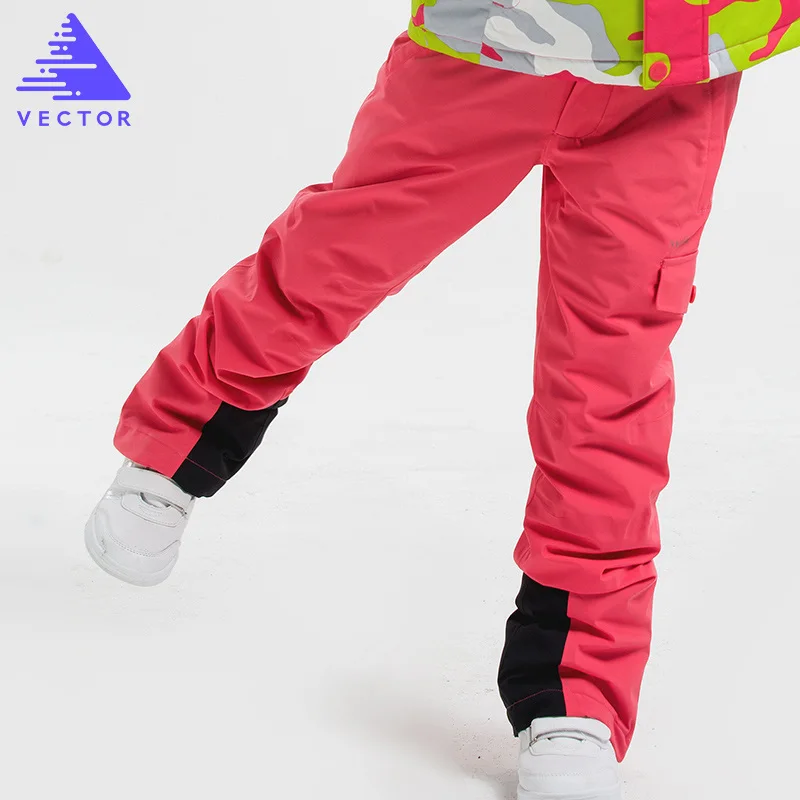 Зимние лыжные комплекты для девочек; лыжный костюм; детская ветрозащитная Водонепроницаемая Теплая Лыжная куртка; лыжные штаны для мальчиков и девочек; комплект одежды - Цвет: Pink Pants