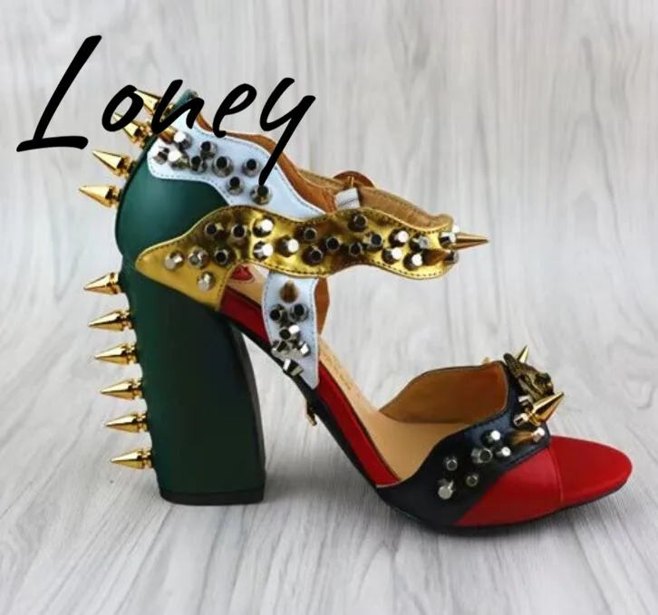 

Loney New Genuine Leather Open Toe Women Summer Sandals Open Toe Buckle Strap Women Sandals Chunky Heel HIgh Heel Sandals Shoes