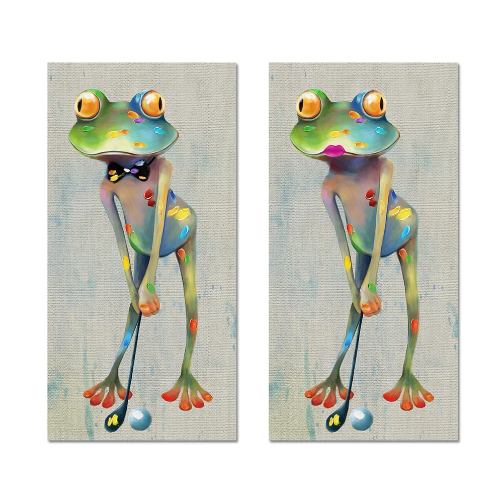 

Visual Art Decor Unframed Canvas Prints Sport Themed Frog Animal Playing Golf Sexy Lip Painting Vintage Pictures
