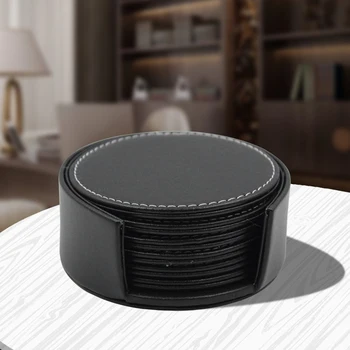 

6pcs Coasters PU Leather Placemat for Dining Table Drink Cup Coasters Holder Protect Christmas Table Mat Korean Kitchen Tools 02