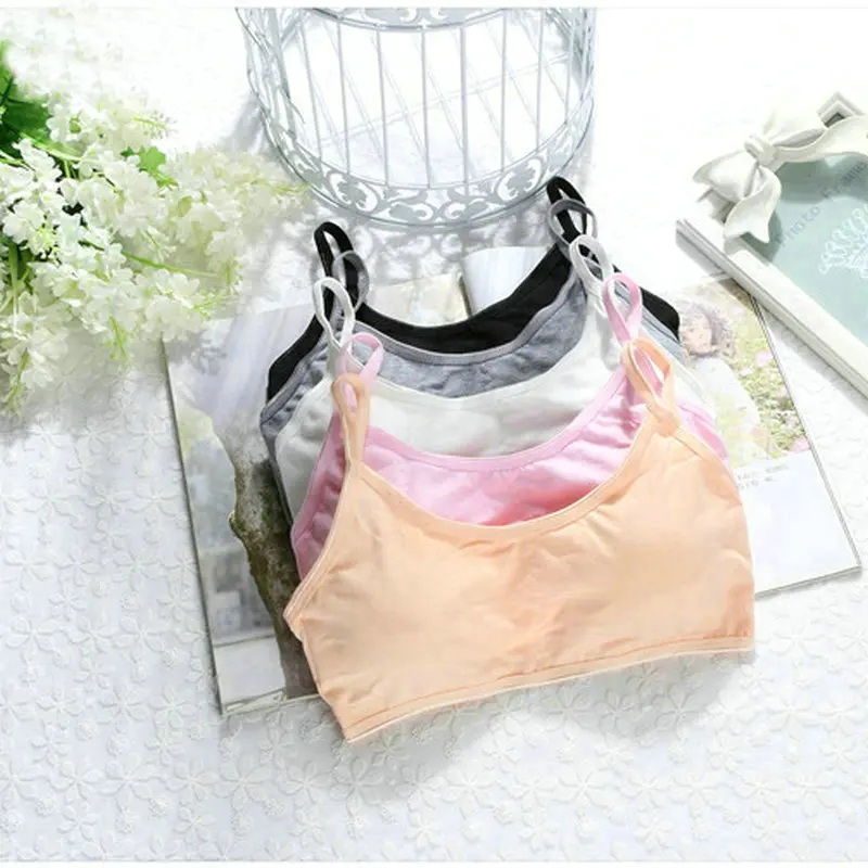 5pcslot Child Girls Cotton Bra For Young Girls Kids Teenage Underwear Wireless Small Training Puberty Bras Undergarment Clothes (9)