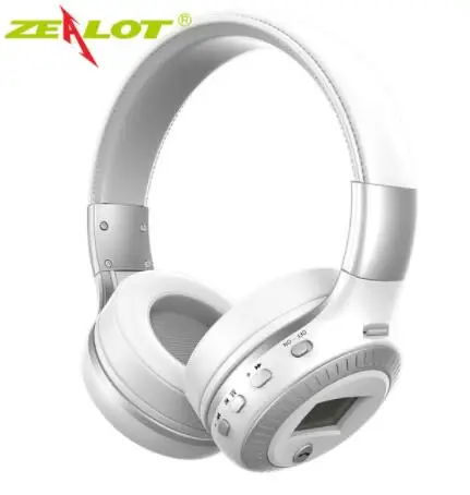 ZEALOT B19 Bluetooth наушники с микрофоном стерео Бас гарнитуры для iphone мобильный компьютер беспроводные наушники с fm-радио - Цвет: White