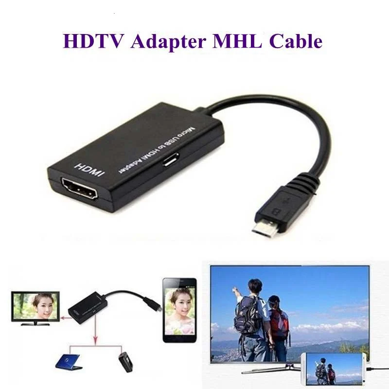 

1PC Micro USB To HDMI Adapter For TV Monitor 1080P HD HDMI Audio Video Cable MHL Converter For Samsung HUAWEI HTC MHL Device