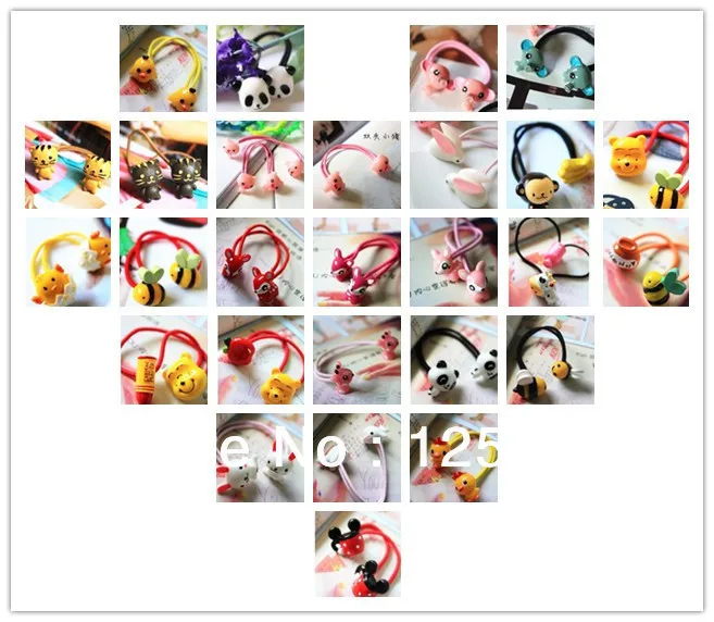 Free Shipping,2016 New MOQ=20pcs Girl Kids Tiny Hair Accessary,Animal Design,Hair Bands Elastic Ties Ponytail Holder disney plush animal hair hoop hairband headband hair accessories women girl baby toys kids costume headband cosplay plush gift