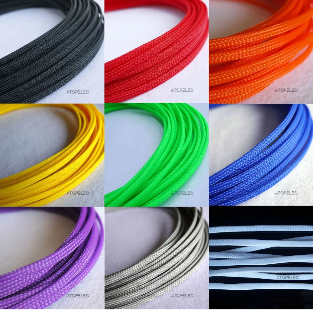 5 meters Black High Densely TIGHT 4mm Expanding Matte Braided Sleeving Cable 
