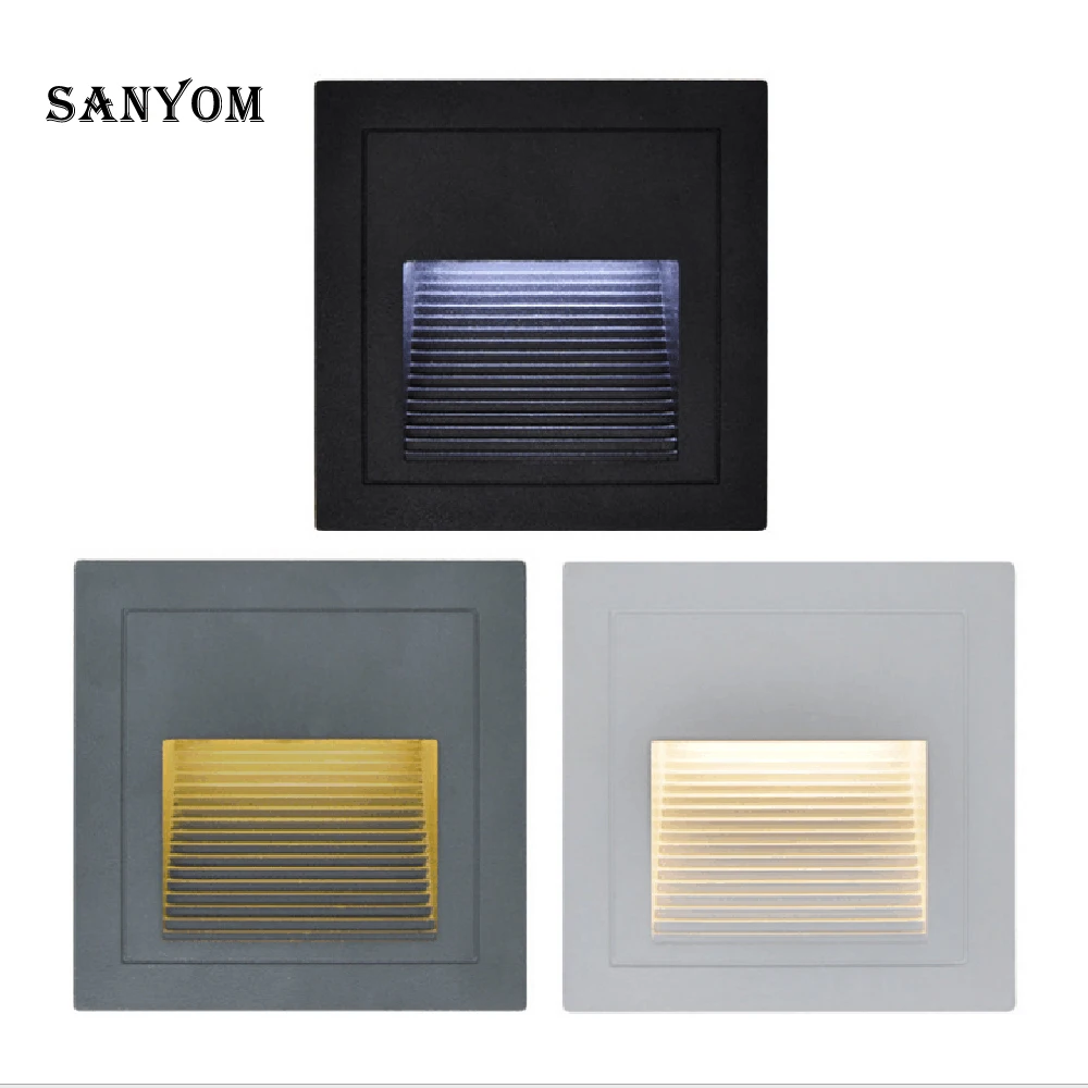 

Outdoor Stair Light Embedded Night light step light wall light outdoor lighting Aluminum waterproof IP65 Black Gray LED 3W