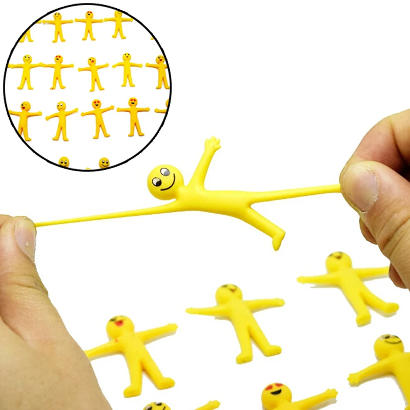 

5 Pieces/lot TPR Soft Plastic Creative Expression Small Yellow Man Can Pull The Little Doll Capsule Toys for Kids Toy