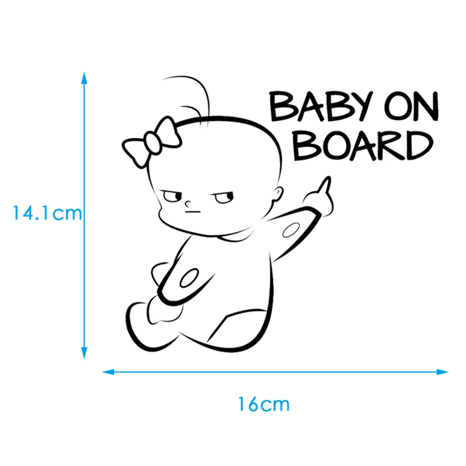 Car Creative Sticker BABY ON BOARD Funny Vinyl Car Sticker Warning Sign Decal Car-styling Fashion Sticker for All Car 1614.1CM 6