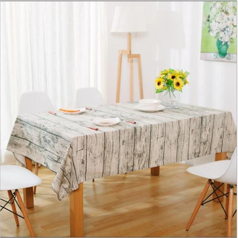 TC615 Pastoral Style Cotton Linen Wooden stripped Tablecloth Table Covers for Home Decoration Clothes | Дом и сад