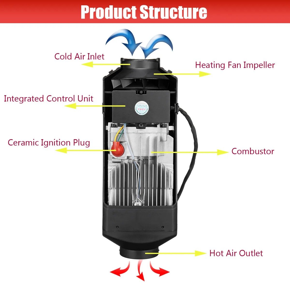 Car Heater 12V/24V 5KW/3KW Diesel Air Heater 4 Air Outlet Air Parking Heater with 10L Tank Silencer For Truck Boat RV Motor Home