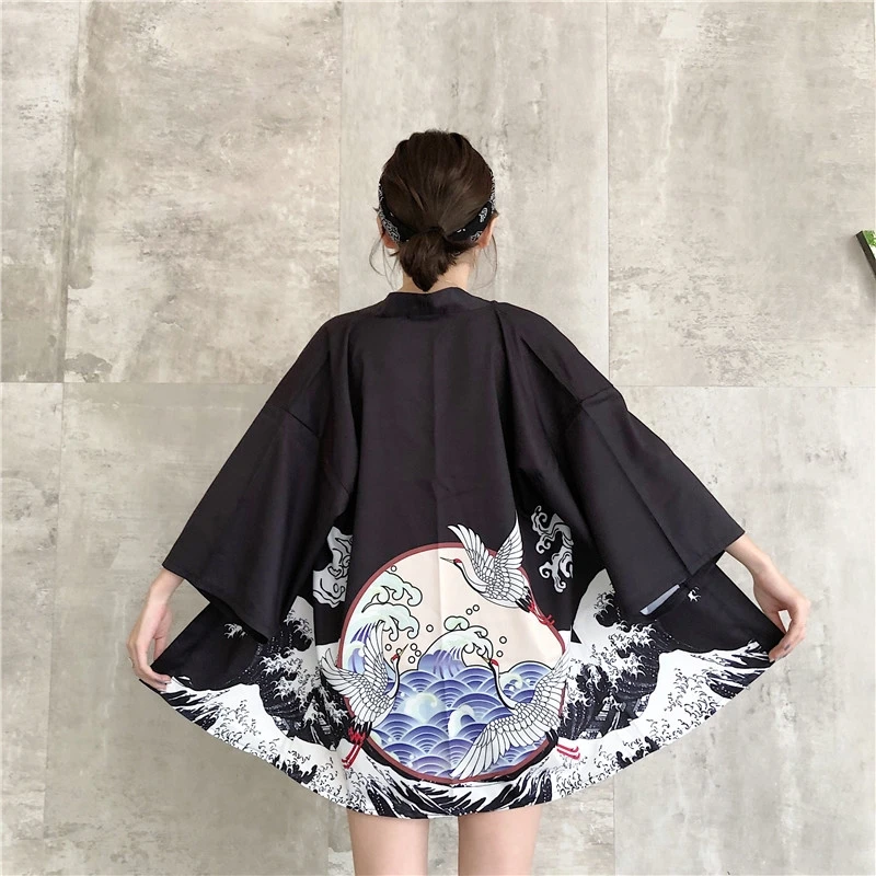 Лето женские блузки и топы женские длинные рукава Кардиган-кимоно кардиган Горячая Распродажа традиционные японские кимоно FF001