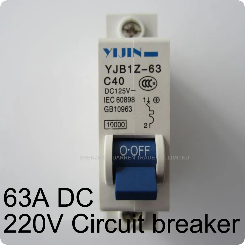 

1PC New YJB1Z-63 Small 63A DC 220V Circuit breaker 130g of good quality
