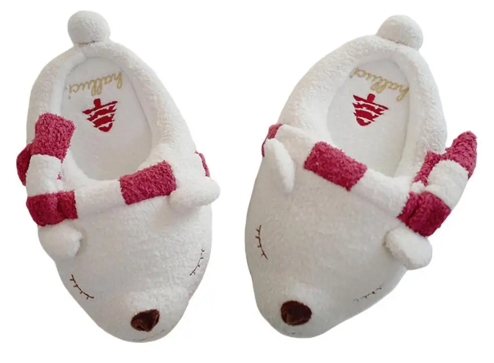 

Women's Cute Animal Polar bear Slippers Warm Memory Foam Cotton Home Slippers Soft Fleece Plush House shoes Indoor
