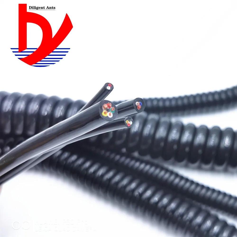 

Spring spiral wire and cable 6 core 8 core 24AWG 20AWG 2.5 m 5 m 7.5 m black power cord expandable wire