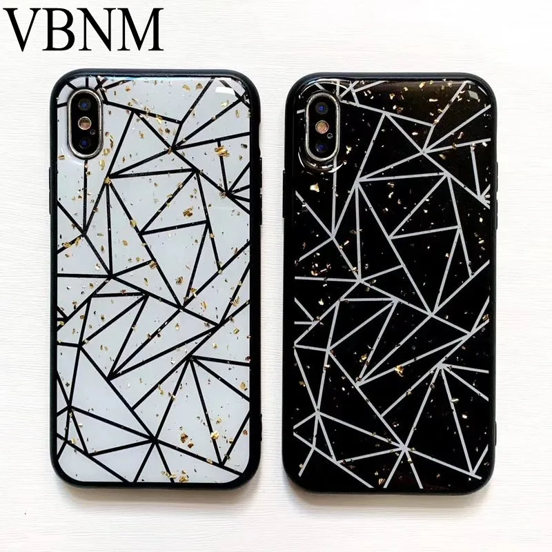 Luxury Gold Foil Stripe Triangle Lattice Case for iPhone 7 8 X 7Plus 8Plus 6 s Plus TPU Cover XR XS Max Leopard Coque |
