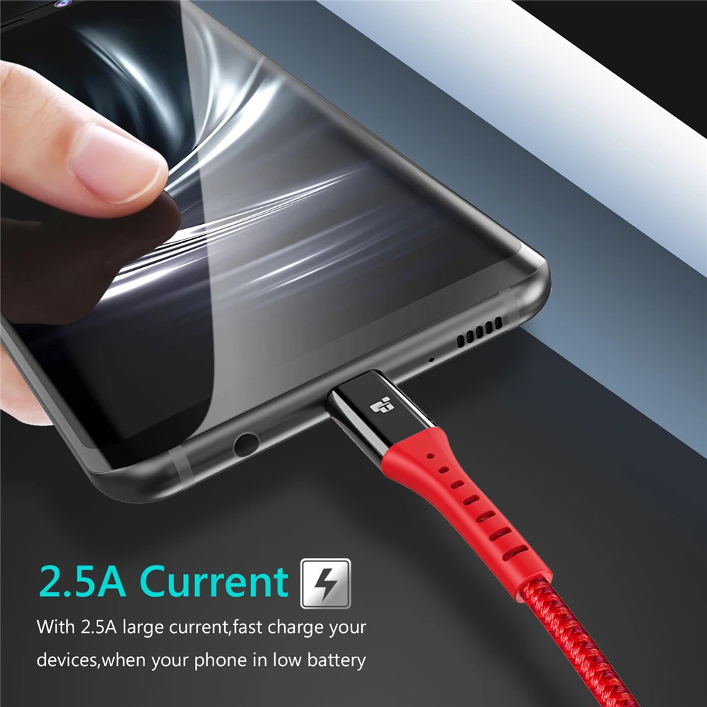TIEGEM 2A المصغّر usb كابل النايلون مزين 1 متر سريع شحن كابل بيانات لسامسونج S7 حافة هواوي HTC شاحن هاتف محمول يعمل بنظام تشغيل أندرويد كابل