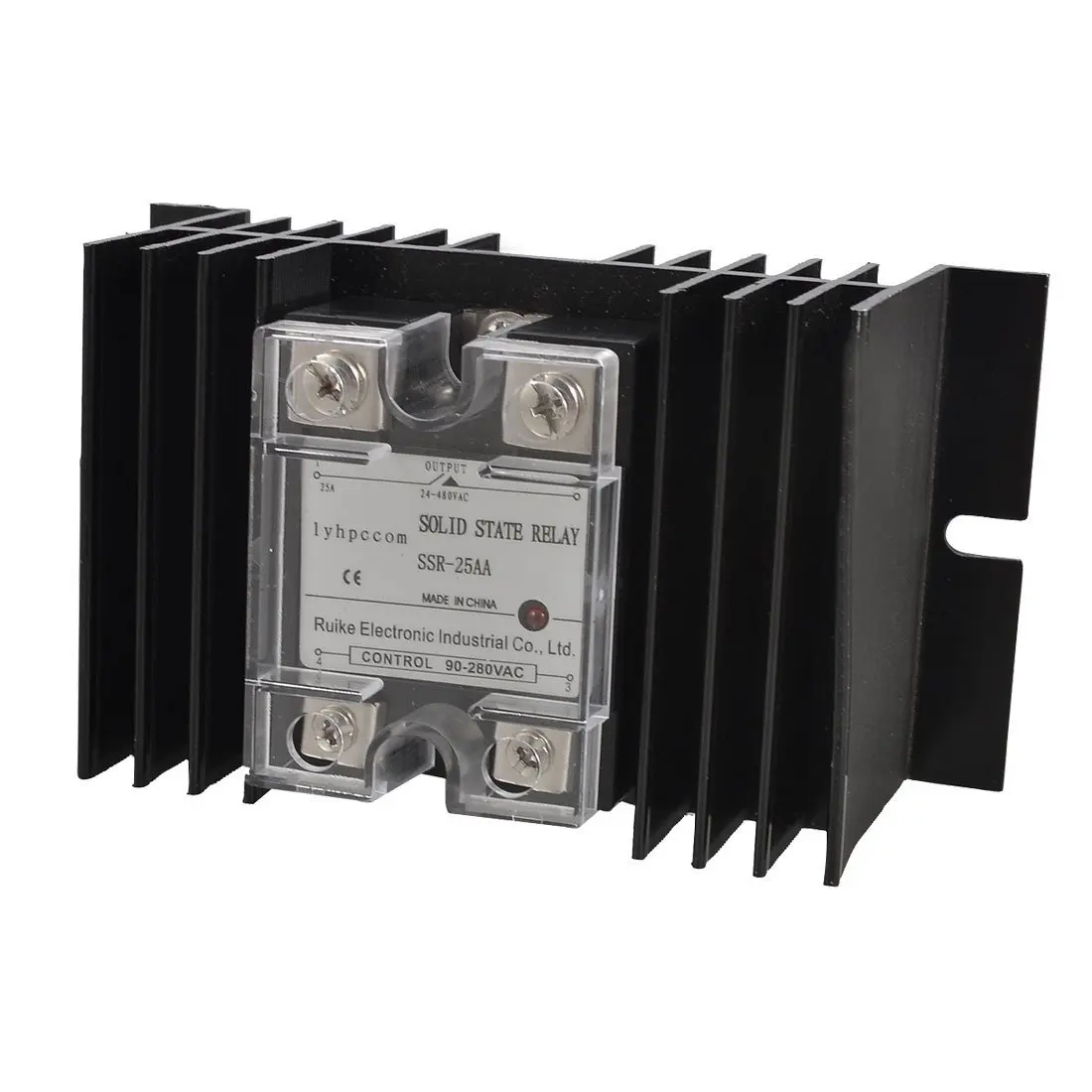 

KSOL RUIKE lyhpcom 25A AC-AC Solid State Relay SSR AC 90-280V to 24-480V + Heat Sink